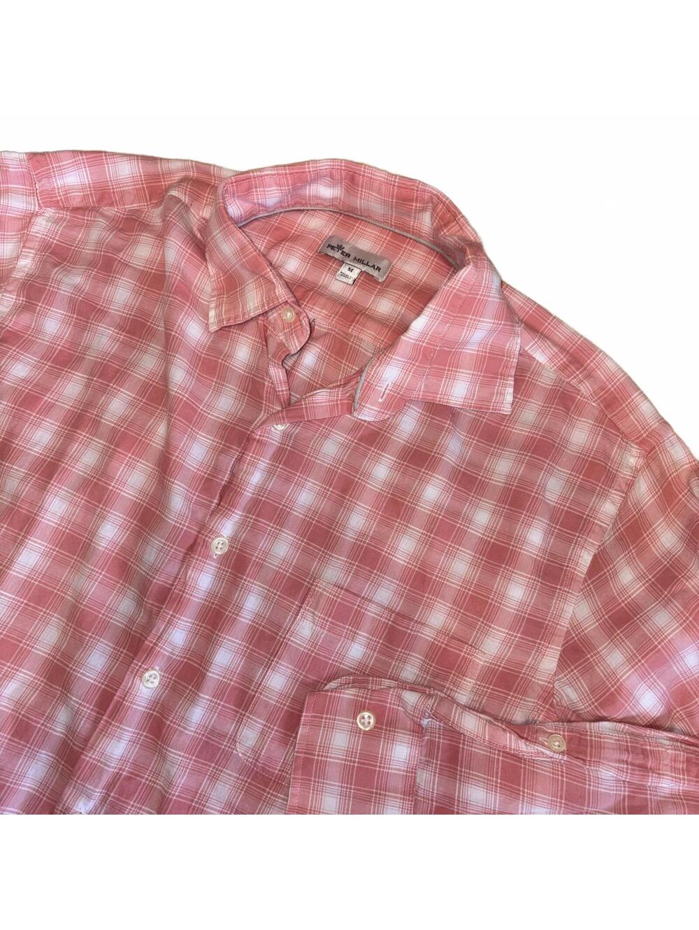 Peter Millar Men’s Medium Summer Polo Plaid Button-Up Shirt Size M Dress Casual